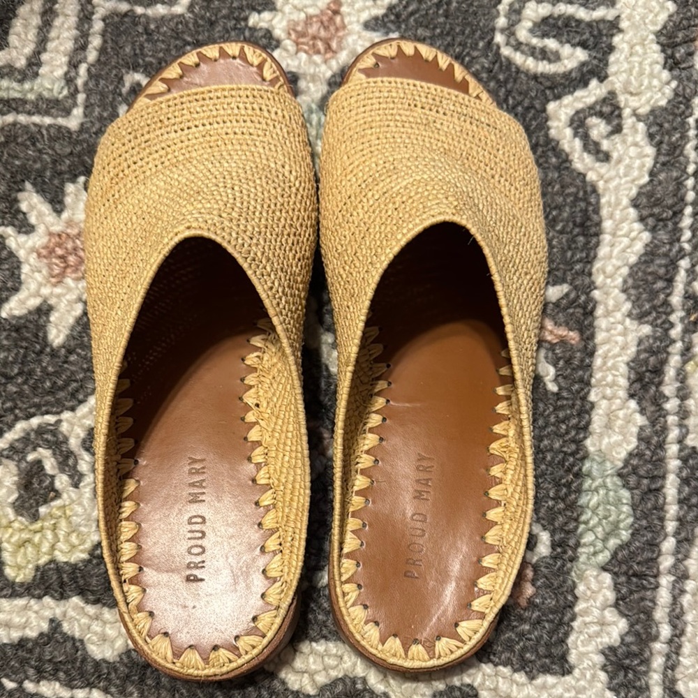 Women's Tan Woven Mules